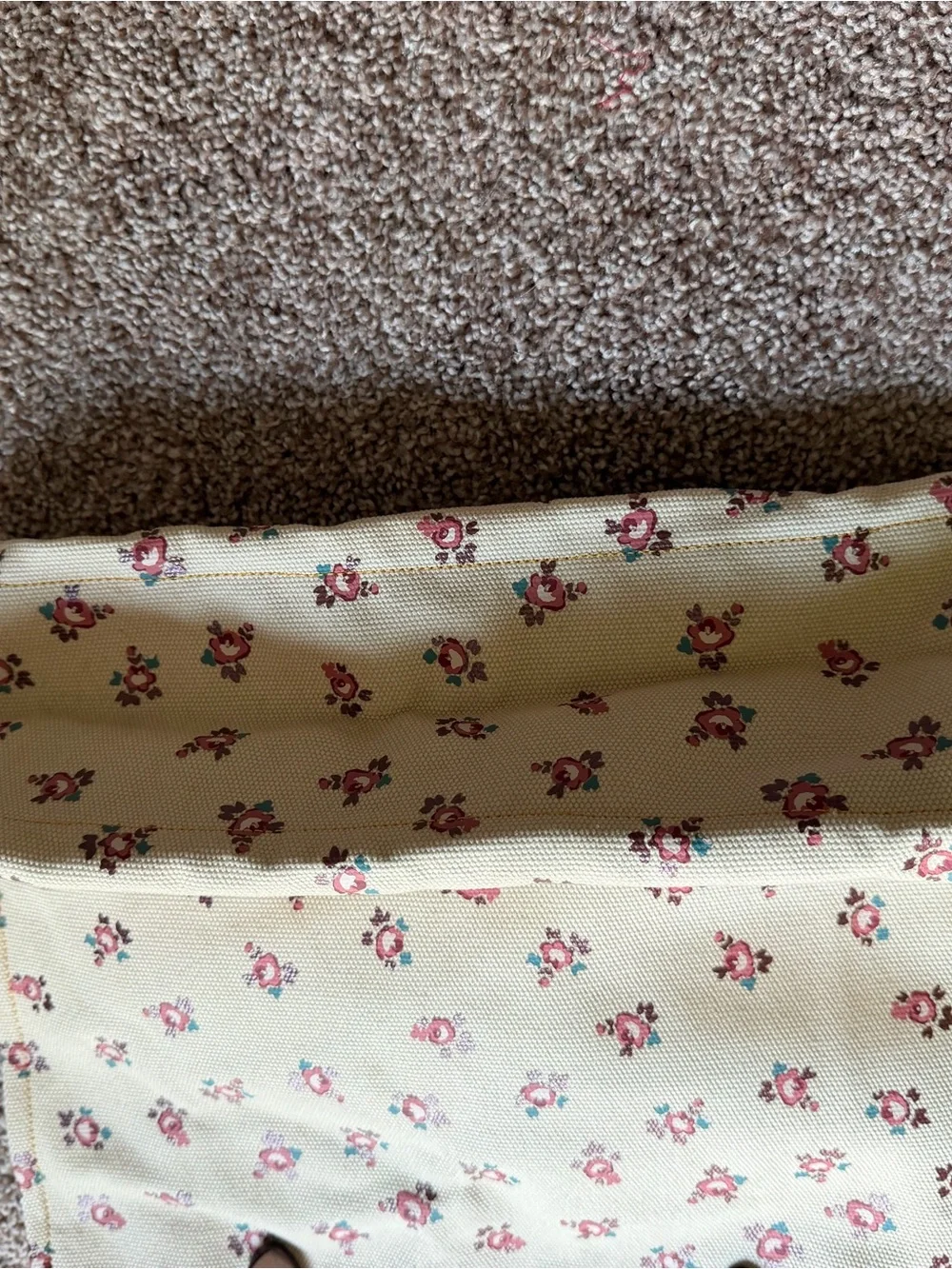 Coach Cream Canvas Tote with Pink Floral Print